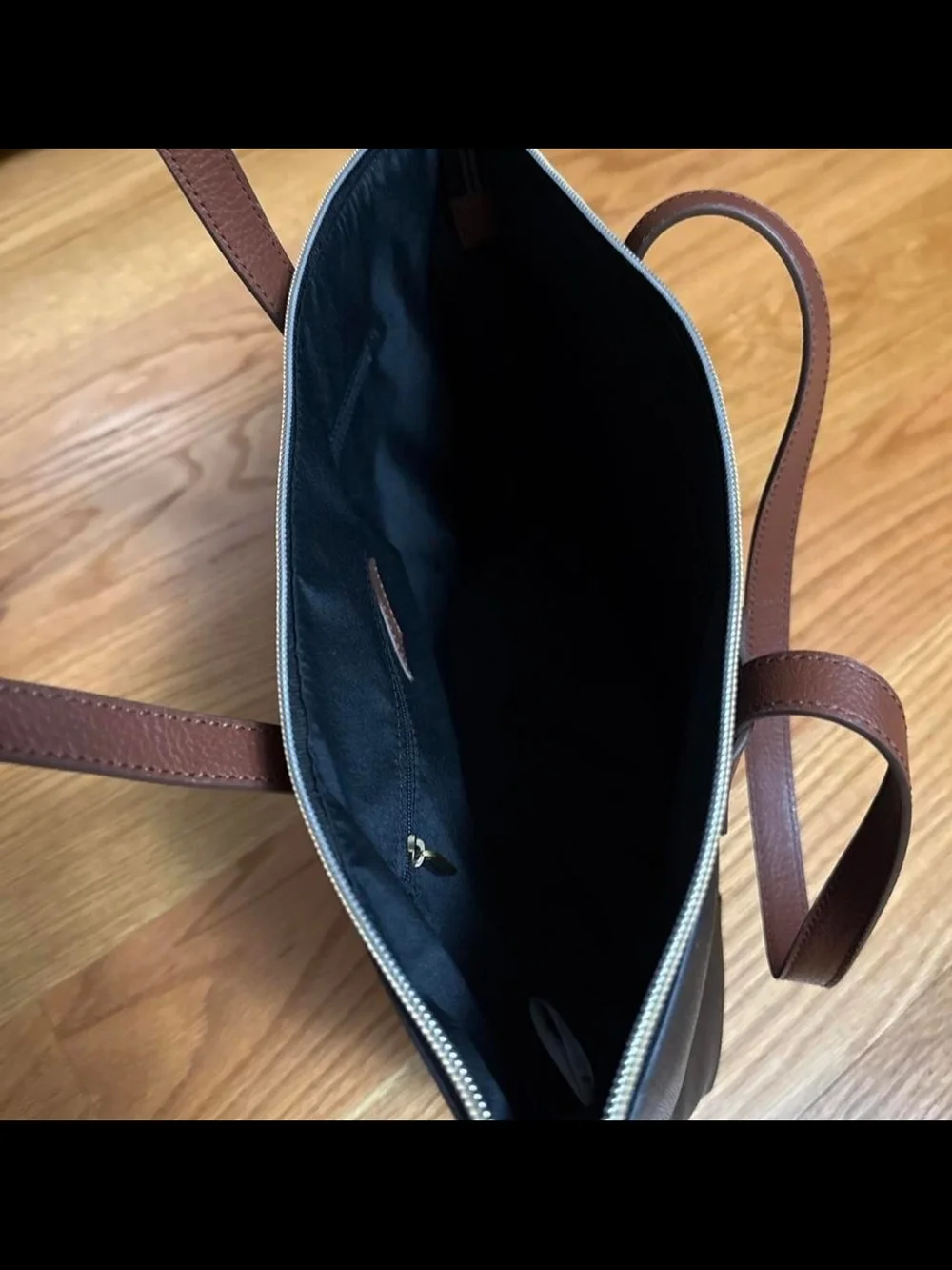 Fossil Black Tote with Brown  Logo Patch